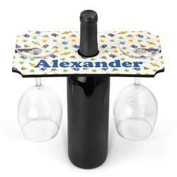 Boy's Space Themed Wine Bottle & Glass Holder (Personalized)