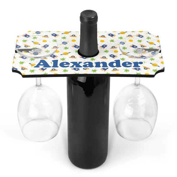 Custom Boy's Space Themed Wine Bottle & Glass Holder (Personalized)