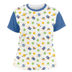Boy's Space Themed Women's Crew T-Shirt - Medium