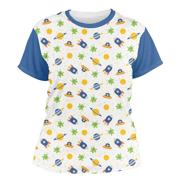 Custom Boy's Space Themed Women's Crew T-Shirt - Large