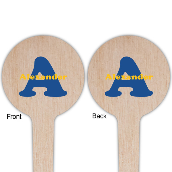 Boy's Space Themed Wooden 4" Food Pick - Round - Double Sided - Front & Back