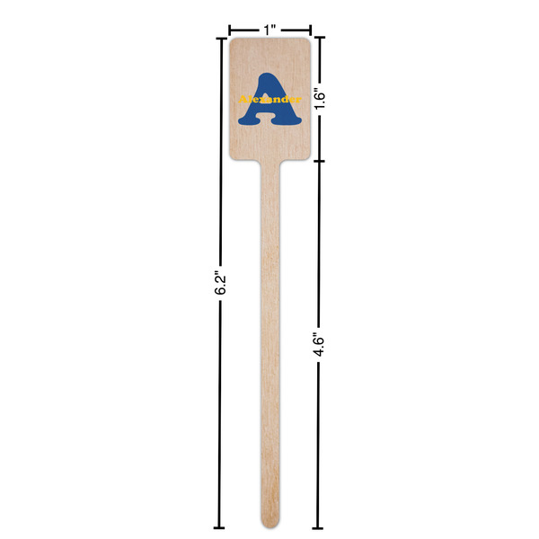 Boy's Space Themed Wooden 6.25" Stir Stick - Rectangular - Dimensions