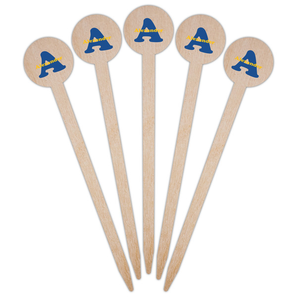 Boy's Space Themed Wooden 6" Food Pick - Round - Fan View