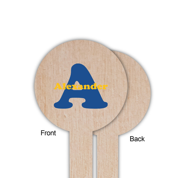 Boy's Space Themed Wooden 6" Food Pick - Round - Single Sided - Front & Back