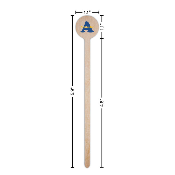 Boy's Space Themed Wooden 6" Stir Stick - Round - Dimensions