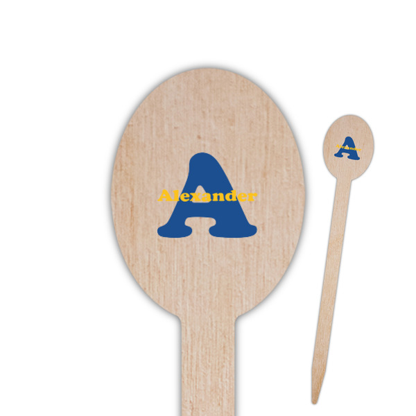 Custom Boy's Space Themed Oval Wooden Food Picks - Single Sided (Personalized)