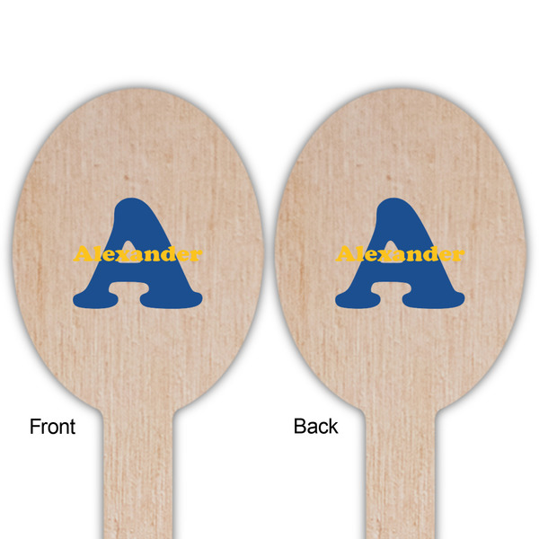 Boy's Space Themed Wooden Food Pick - Oval - Double Sided - Front & Back