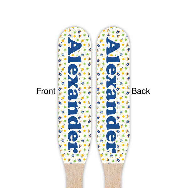 Boy's Space Themed Wooden Food Pick - Paddle - Double Sided - Front & Back