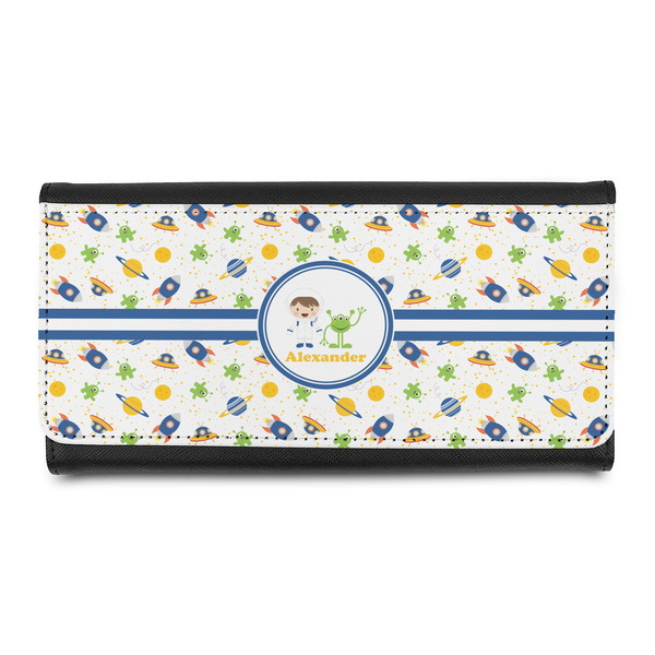 Custom Boy's Space Themed Leatherette Ladies Wallet (Personalized)