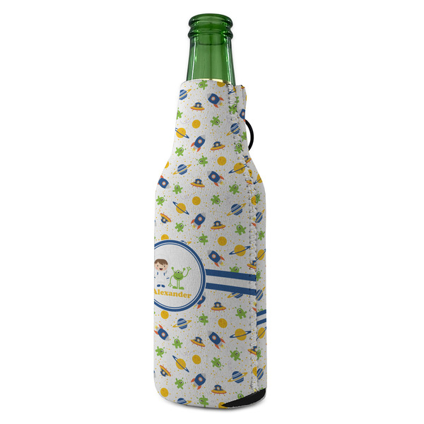Boy's Space Themed Zipper Bottle Cooler - ANGLE (bottle)
