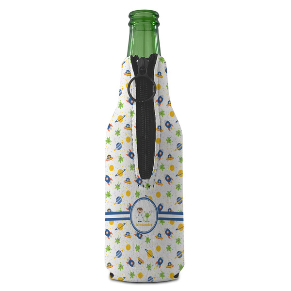 Boy's Space Themed Zipper Bottle Cooler - BACK (bottle)