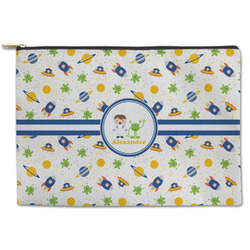 Boy's Space Themed Zipper Pouch - Large - 12.5"x8.5" (Personalized)