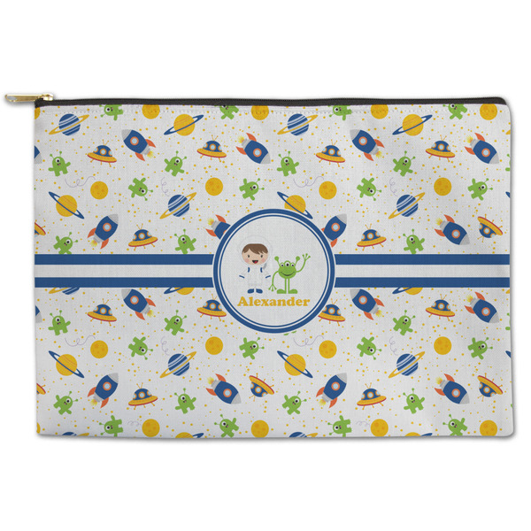 Custom Boy's Space Themed Zipper Pouch - Large - 12.5"x8.5" (Personalized)