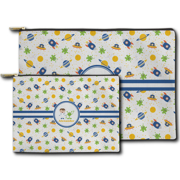 Boy's Space Themed Zippered Pouches - Size Comparison