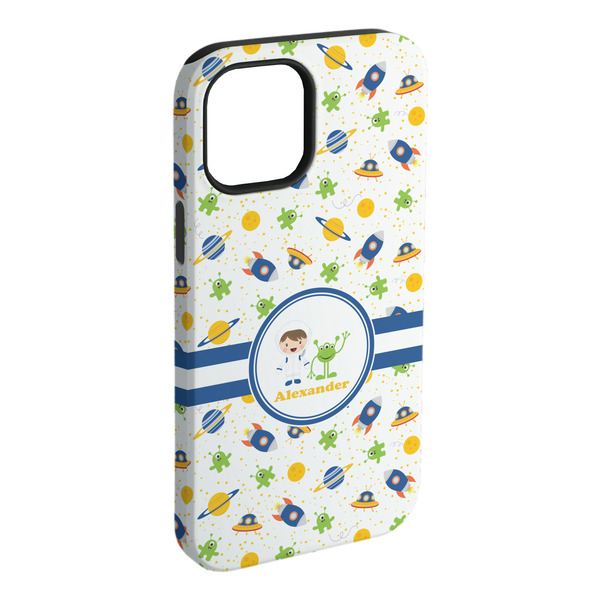 Custom Boy's Space Themed iPhone Case - Rubber Lined - iPhone 15 Plus (Personalized)