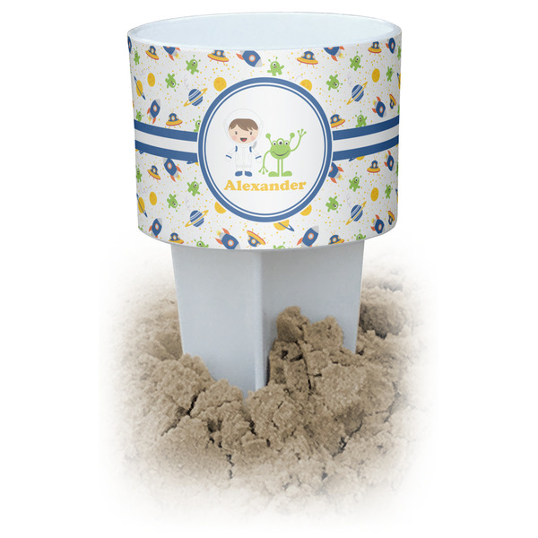 Custom Boy's Space Themed White Beach Spiker Drink Holder (Personalized)