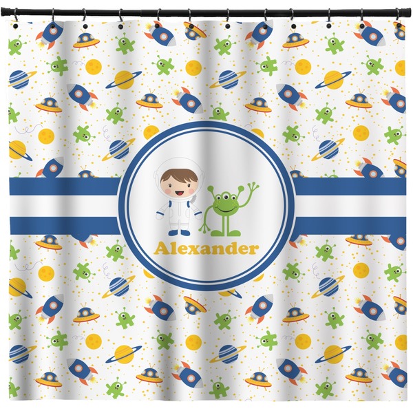 Custom Boy's Space Themed Shower Curtain - 71" x 74" (Personalized)