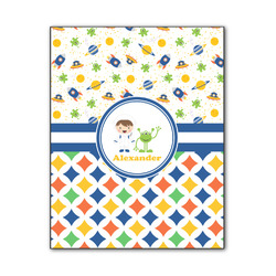 Boy's Space & Geometric Print Wood Print - 11x14 (Personalized)