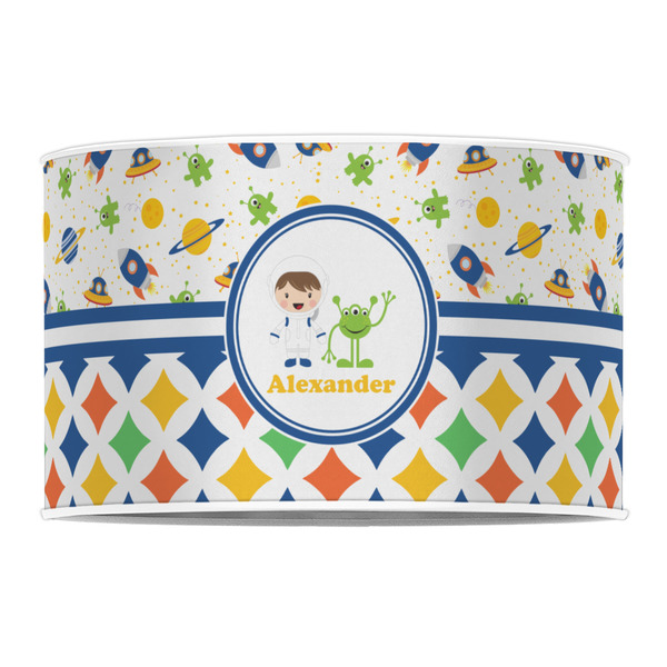 Boy's Space & Geometric Print 12" Drum Lampshade - FRONT (Poly Film)