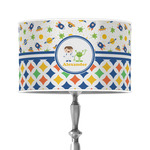 Boy's Space & Geometric Print 12" Drum Lamp Shade - Poly-film (Personalized)