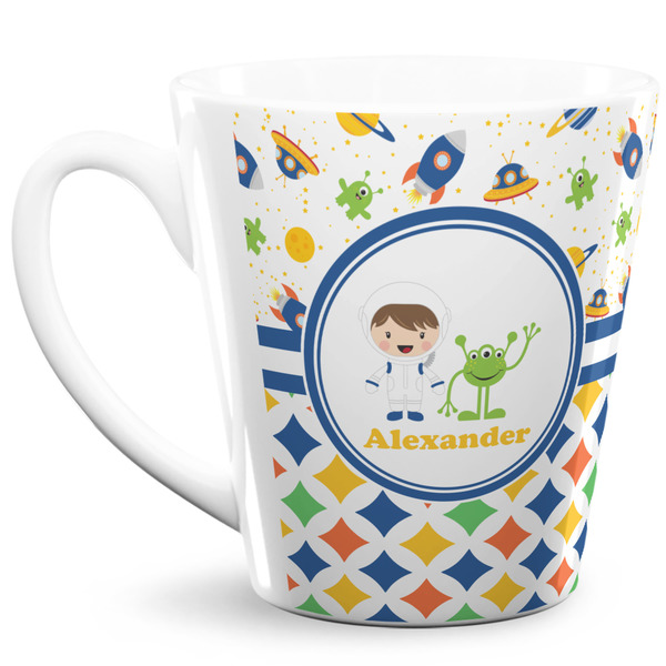 Custom Boy's Space & Geometric Print 12 Oz Latte Mug (Personalized)