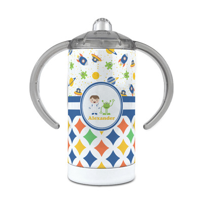 Boy's Space & Geometric Print 12 oz Stainless Steel Sippy Cup (Personalized)