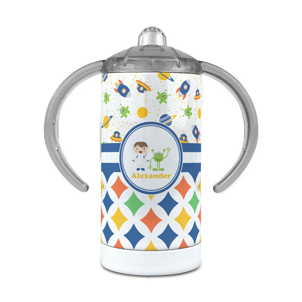 Custom Boy's Space & Geometric Print 12 oz Stainless Steel Sippy Cup (Personalized)