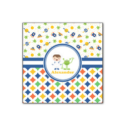 Boy's Space & Geometric Print Wood Print - 12x12 (Personalized)