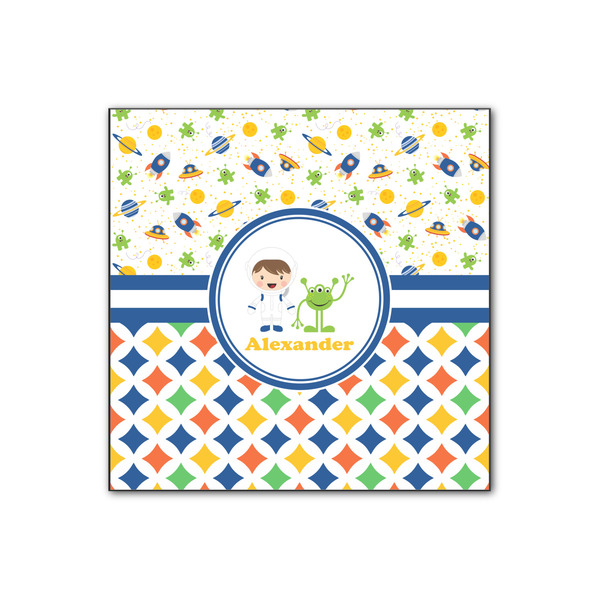 Custom Boy's Space & Geometric Print Wood Print - 12x12 (Personalized)