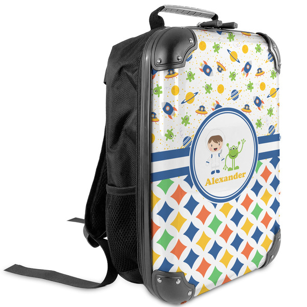 Custom Boy's Space & Geometric Print Kids Hard Shell Backpack (Personalized)