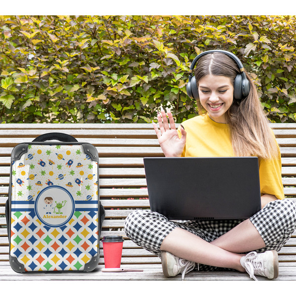 Boy's Space & Geometric Print 15" Backpack - LIFESTYLE