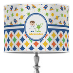 Boy's Space & Geometric Print 16" Drum Lamp Shade - Poly-film (Personalized)