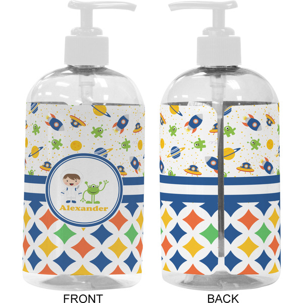 Boy's Space & Geometric Print 16 oz Plastic Liquid Dispenser- Approval- White