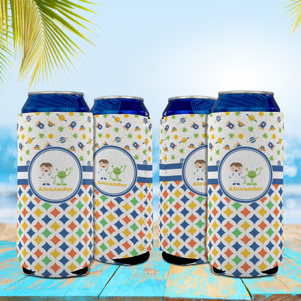 Boy's Space & Geometric Print 16oz Can Sleeve - Set of 4 - LIFESTYLE