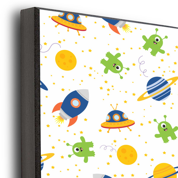 Boy's Space & Geometric Print 16x20 Wood Print - Closeup