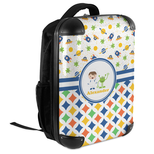 Boy's Space & Geometric Print 18" Hard Shell Backpacks - ANGLED VIEW
