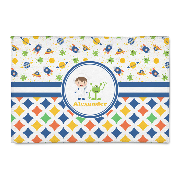 Custom Boy's Space & Geometric Print Patio Rug (Personalized)