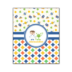 Boy's Space & Geometric Print Wood Print - 20x24 (Personalized)