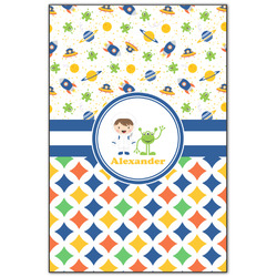 Boy's Space & Geometric Print Wood Print - 20x30 (Personalized)