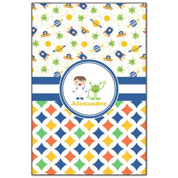 Custom Boy's Space & Geometric Print Wood Print - 20x30 (Personalized)