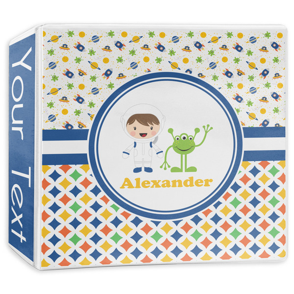 Custom Boy's Space & Geometric Print 3-Ring Binder - 3 inch (Personalized)