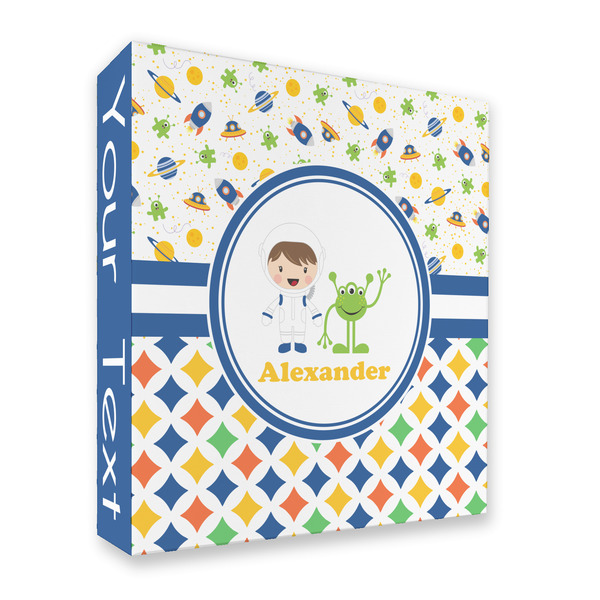 Boy's Space & Geometric Print 3 Ring Binders - Full Wrap - 2" - FRONT
