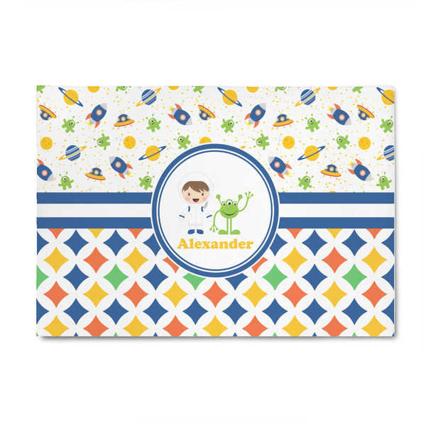 Custom Boy's Space & Geometric Print 4' x 6' Indoor Area Rug (Personalized)