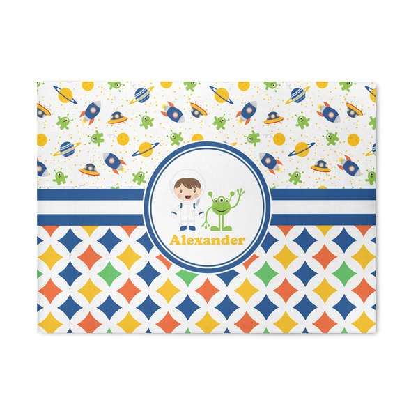Custom Boy's Space & Geometric Print Area Rug (Personalized)