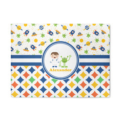 Boy's Space & Geometric Print 5' x 7' Patio Rug (Personalized)