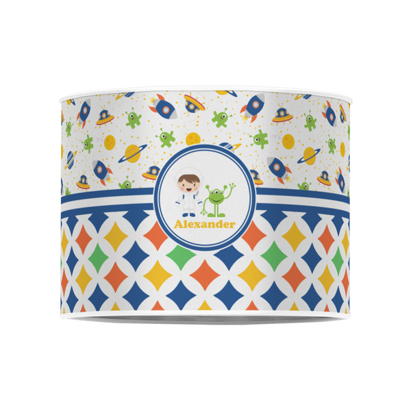 Boy's Space & Geometric Print 8" Drum Lampshade - FRONT (Poly Film)