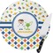 Boy's Space & Geometric Print Round Glass Cutting Board - Small (Personalized)