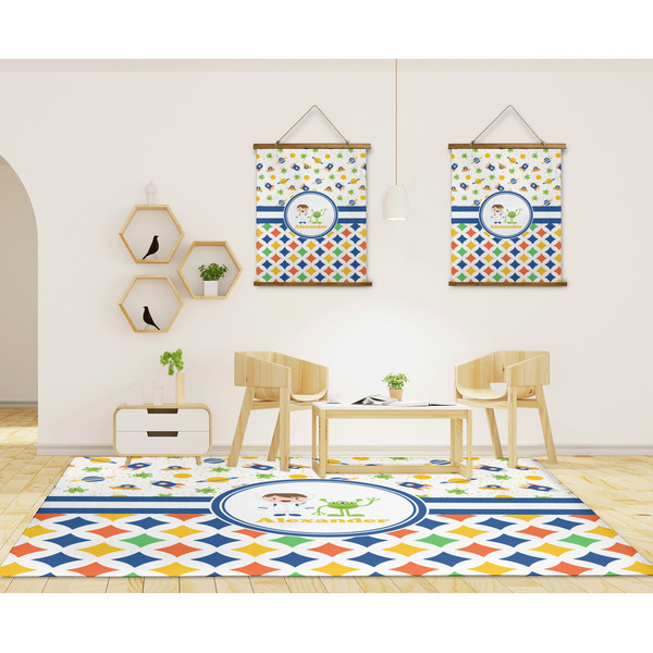 Boy's Space & Geometric Print 8'x10' Indoor Area Rugs - IN CONTEXT