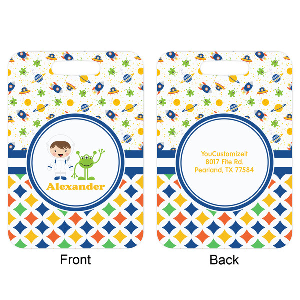 Boy's Space & Geometric Print Aluminum Luggage Tag (Front + Back)