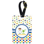 Boy's Space & Geometric Print Metal Luggage Tag w/ Name or Text